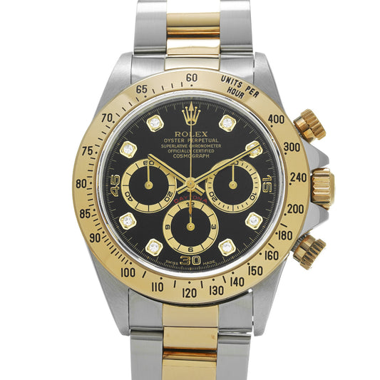 Cosmograph Daytona 16523G U No. (manufactured circa 1997) Black/Diamond ROLEX Men's [Pre-Owned].