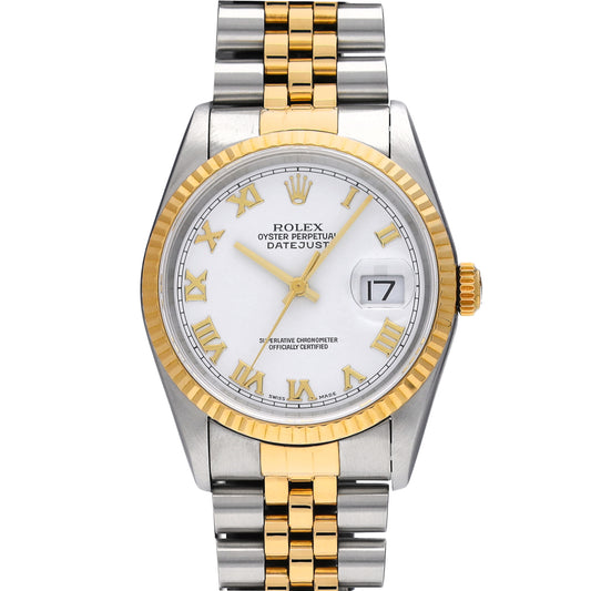 DATE JUST 16233 U (manufactured circa 1997) White ROLEX Men's [Pre-Owned].