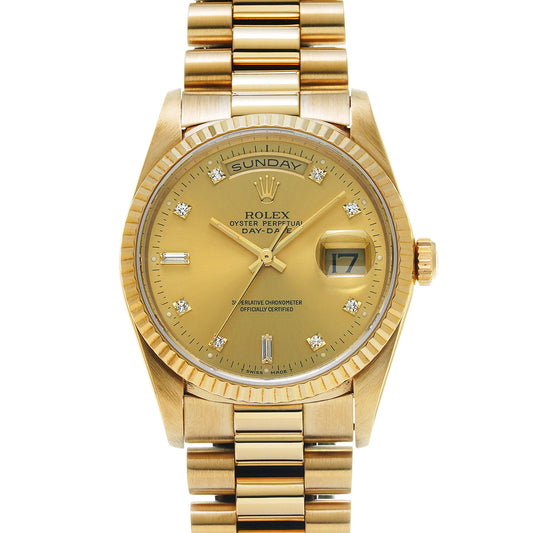 Day Date 18238A X (manufactured circa 1993) Champagne/Diamond ROLEX Men's [Pre-Owned].