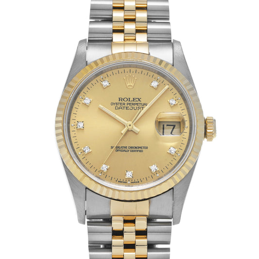 DATE JUST 16233G X (manufactured circa 1993) Champagne/Diamond ROLEX Men's [Pre-Owned].
