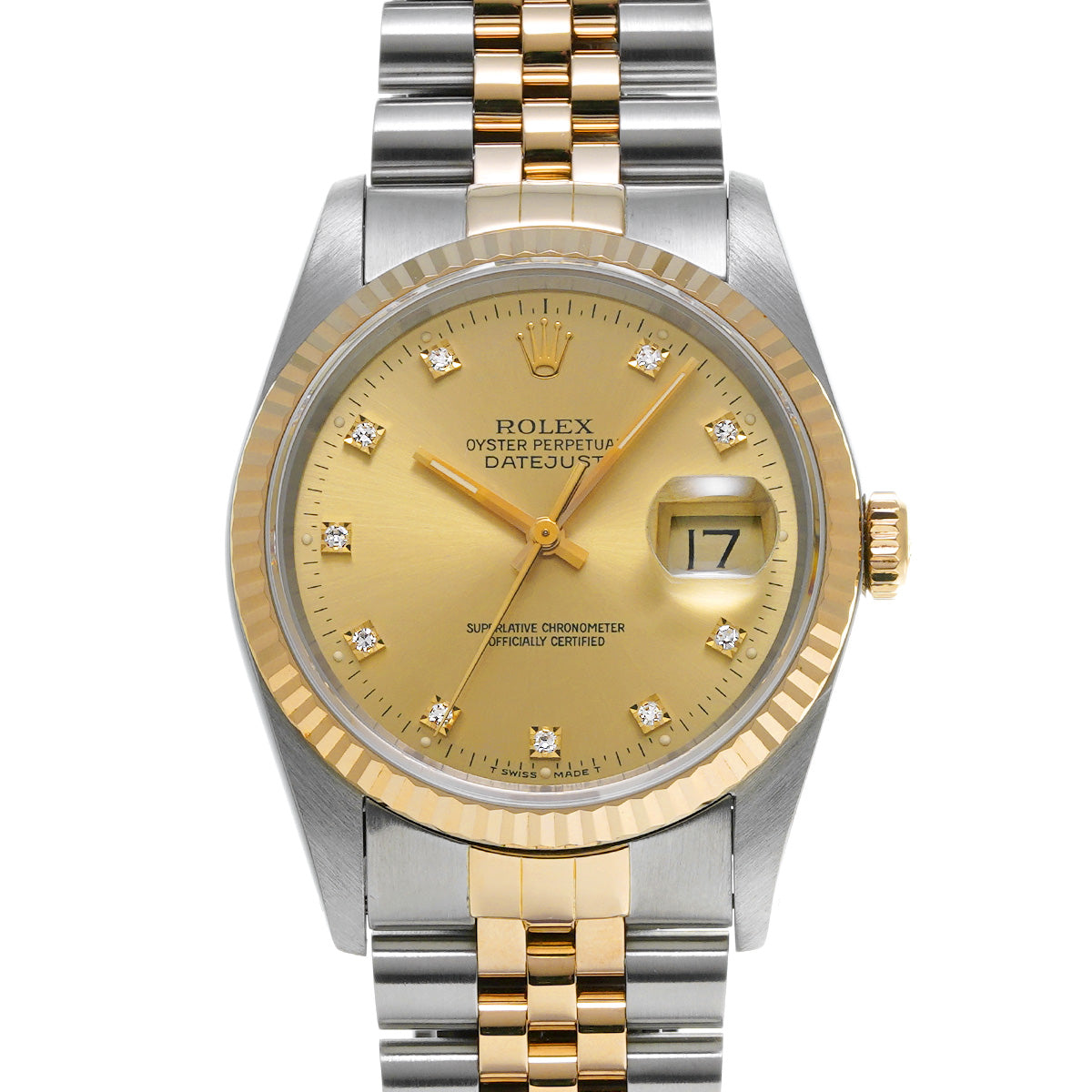 Datejust 16233G E (manufactured circa 1990) Champagne/Diamond ROLEX Men's [Pre-Owned].