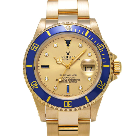 Submariner Date 16618SG L (manufactured circa 1988) Champagne/Diamond/Sapphire ROLEX Men's [Pre-Owned].