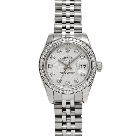 DATE JUST 179384G Random Serial Silver/Diamond ROLEX Ladies [Pre-Owned].