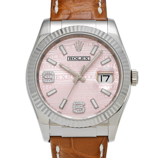 DATE JUST 116139 D (manufactured circa 2005) Pink Wave/Diamond ROLEX Men's [Pre-Owned].