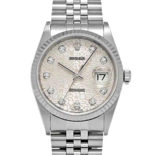 Datejust 16234G A (manufactured circa 1998) Silver Computer/Diamond ROLEX Men's [Pre-Owned].