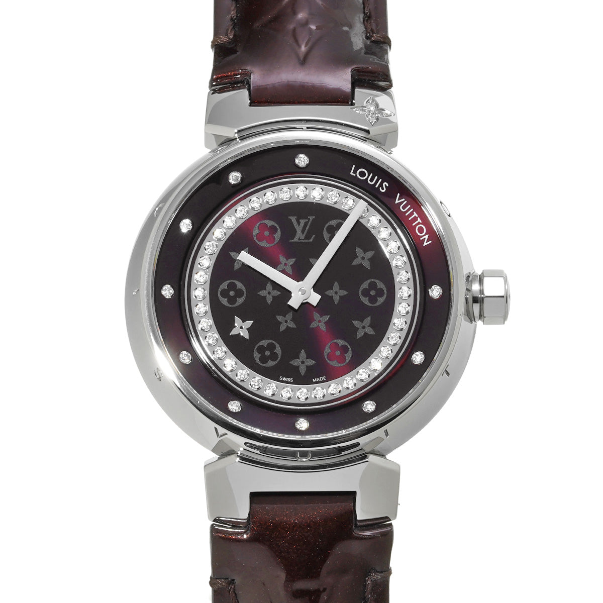 Tambour Disc Amaranth Diamont MM Q1319 Amaranth/Diamond LOUIS VUITTON Ladies [Pre-owned]