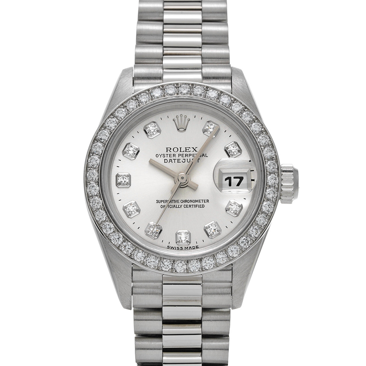 DATE JUST 69136G W (manufactured circa 1996) Silver/Diamond ROLEX Ladies [Pre-Owned].