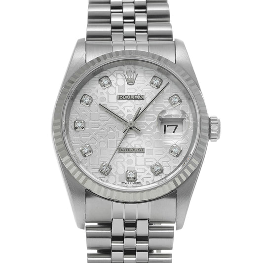 Datejust 16234G F (manufactured circa 2003) Silver Computer/Diamond ROLEX Men's [Pre-Owned].