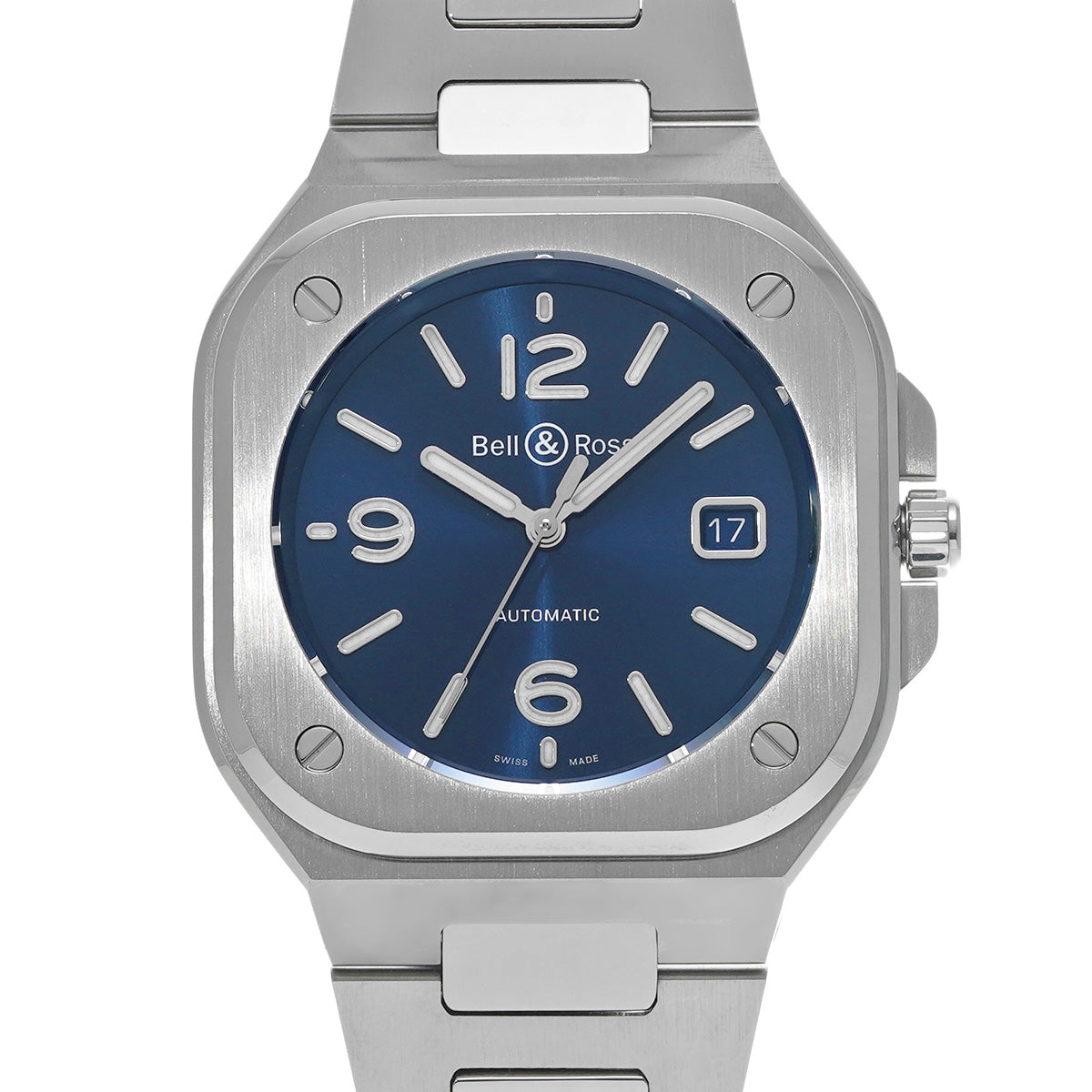 BR 05 Blue Steel BR05A-BLU-ST/SST Blue Bell &amp; Ross Men's [Pre-Owned].