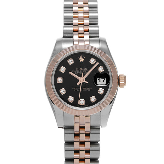 DATE JUST 179171G G (manufactured circa 2011) Black/Diamond ROLEX Ladies [Pre-Owned].