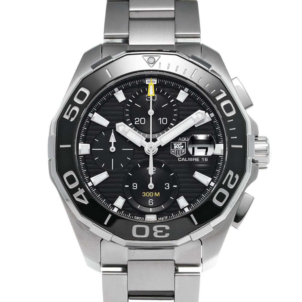 Aquaracer Calibre 16 Chronograph CAY211A.BA0927 Black TAG HEUER Men's [Pre-Owned]