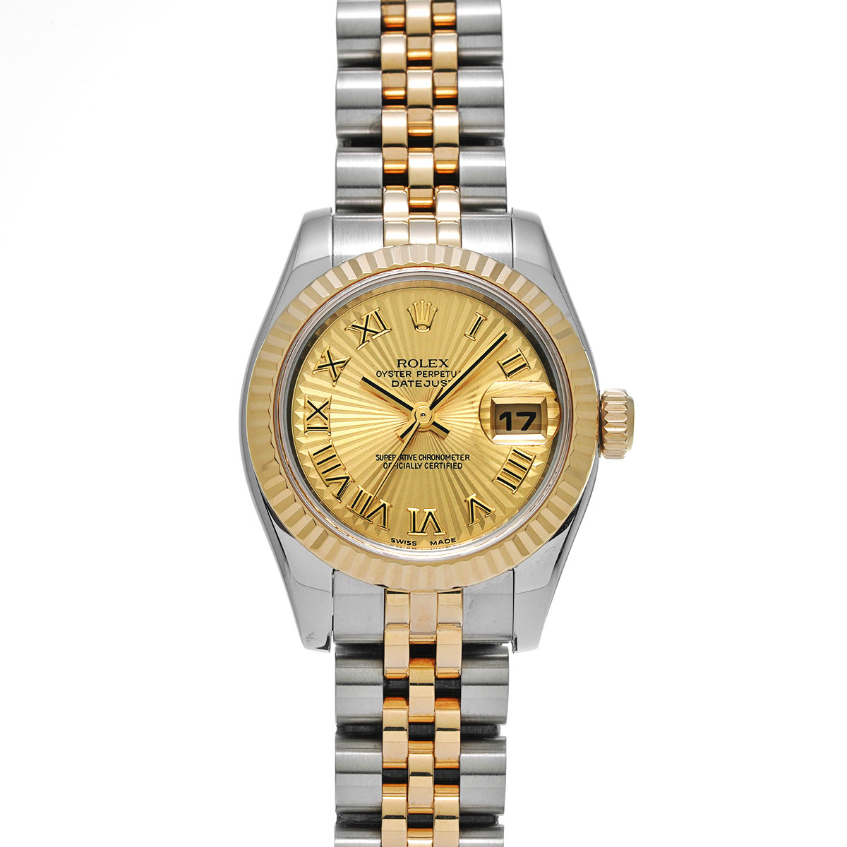 DATE JUST 179173 D (manufactured circa 2005) Champagne Sunbeam ROLEX Ladies [Pre-Owned].