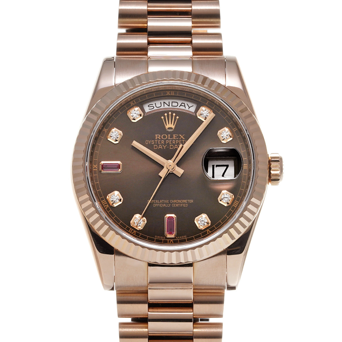 Day Date 36 118235FA Random Serial Chocolate/Diamond/Ruby ROLEX Men's [Pre-Owned].