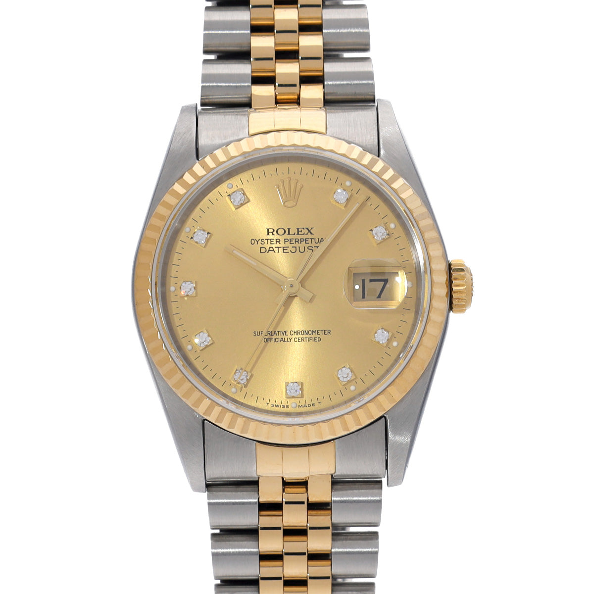 DATE JUST 16233G X (manufactured circa 1993) Champagne/Diamond ROLEX Men's [Pre-Owned].