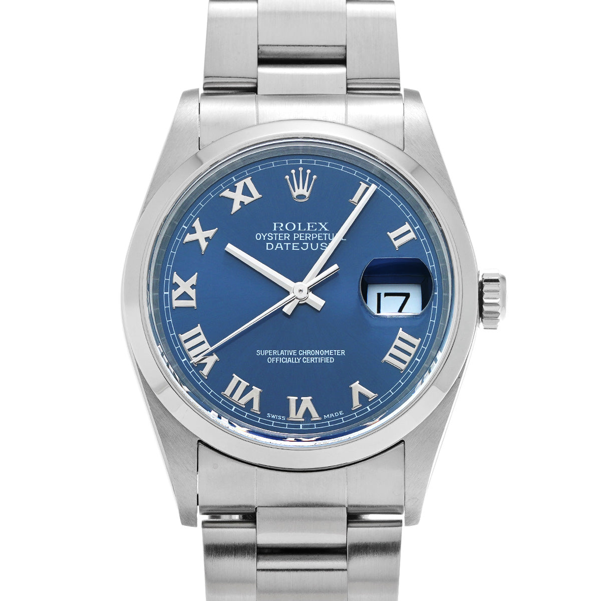 DATE JUST 16200 K (manufactured circa 2001) Blue ROLEX Men's [Pre-Owned].