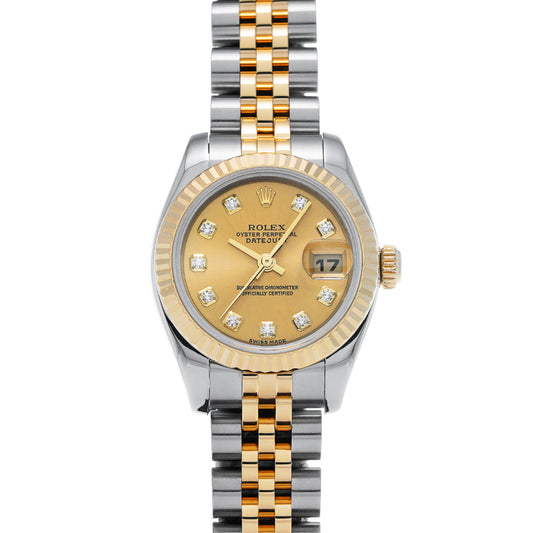 DATE JUST 179173G F (made around 2004) Champagne/Diamond ROLEX Ladies [Pre-Owned].