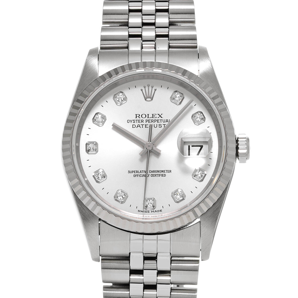 DATE JUST 16234G U (manufactured circa 1997) Silver/Diamond ROLEX Men's [Pre-Owned].