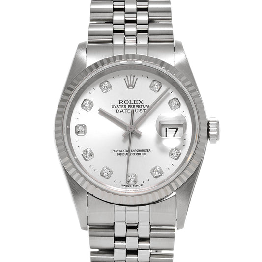 DATE JUST 16234G U (manufactured circa 1997) Silver/Diamond ROLEX Men's [Pre-Owned].