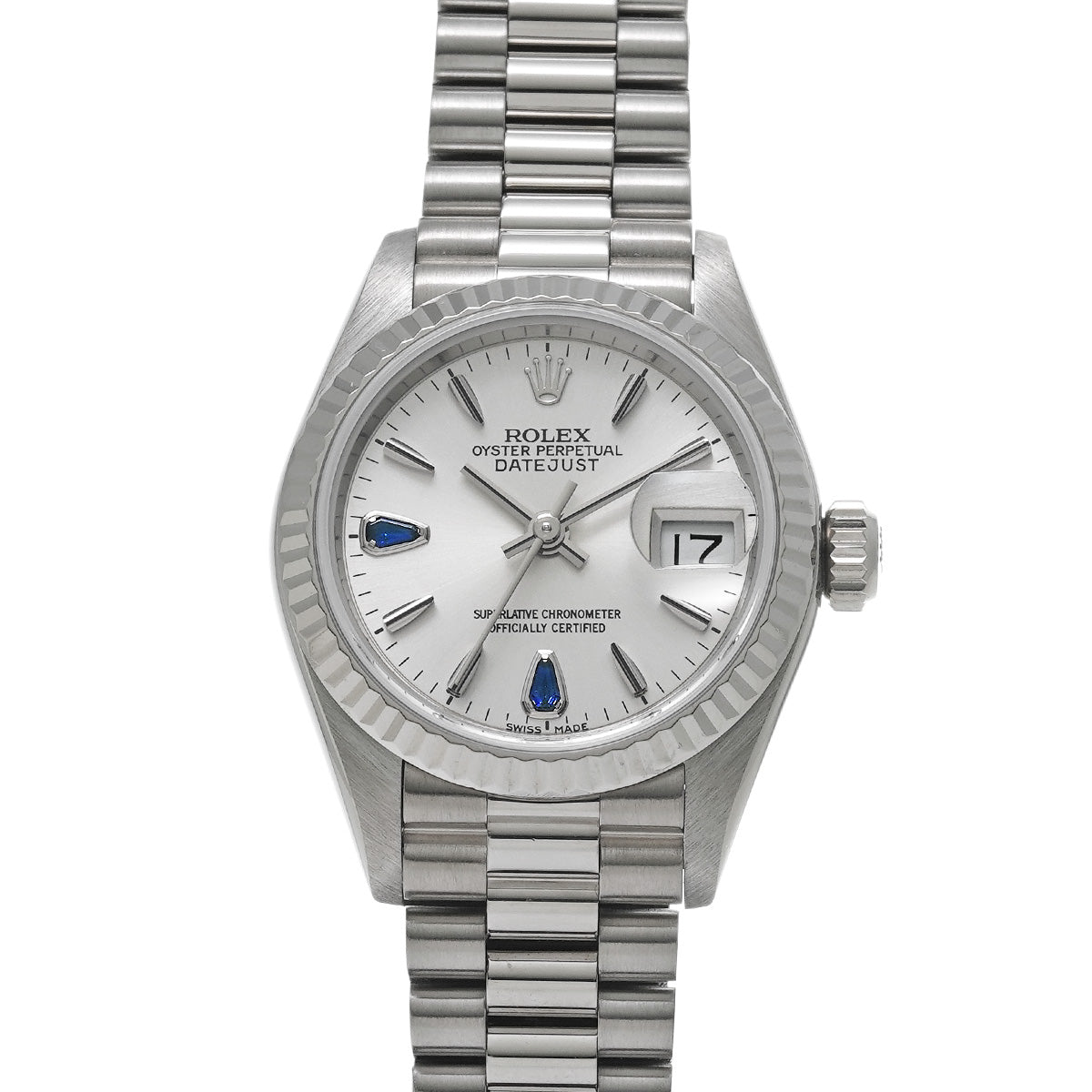 DATE JUST 69179 L (manufactured circa 1989) Silver/Sapphire ROLEX Ladies [Pre-Owned].