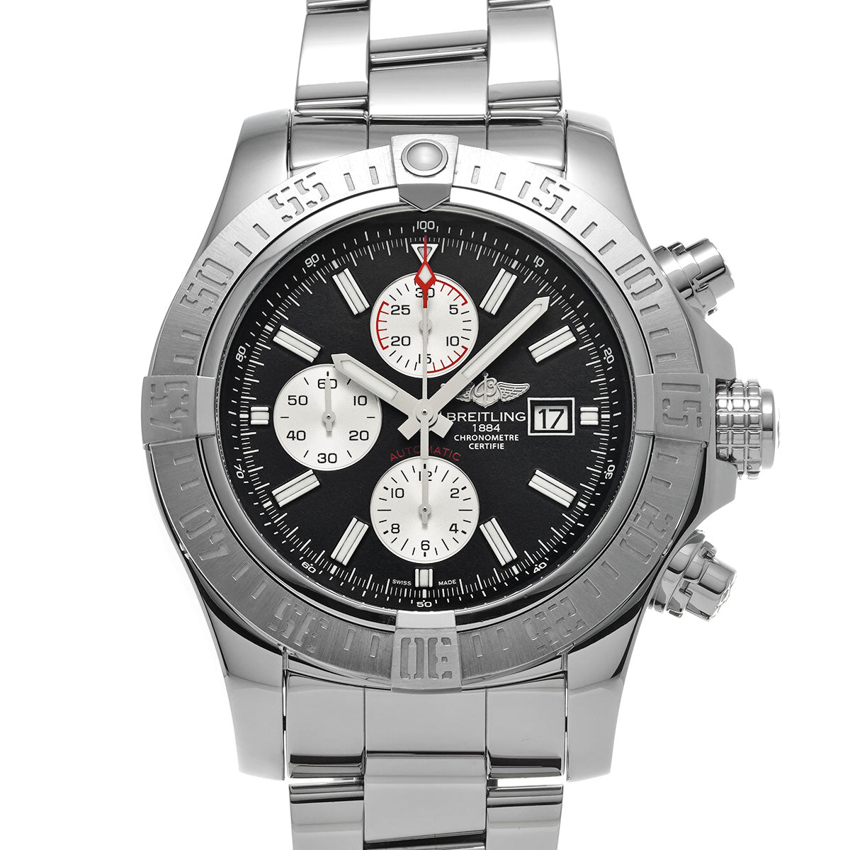 Super Avenger II A1337111/BC29 Black/Silver BREITLING Men's [Pre-Owned].