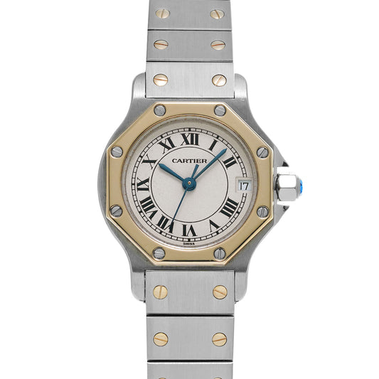 Santos Octagon SM W2001683 Ivory CARTIER Ladies [Pre-owned]