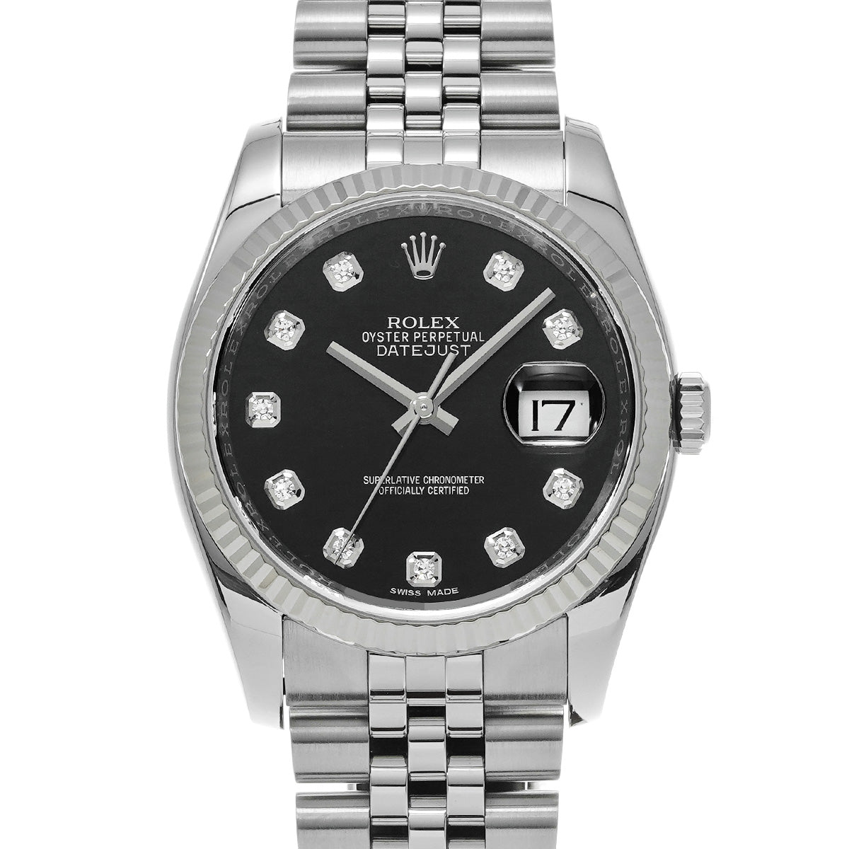 DATE JUST 116234G Random Serial Black/Diamond ROLEX Men's [Pre-Owned].