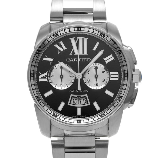 Calibre de Cartier Chronograph W7100061 Black/Silver CARTIER Men's [Pre-Owned]