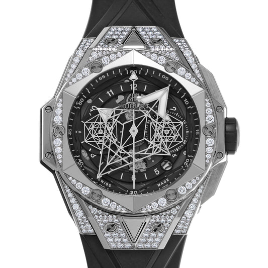 Big Bang Unico Sun Blue II Titanium Pave 418.NX.1107.RX.1604.MXM20 Black Skeleton HUBLOT Men's [Pre-Owned].