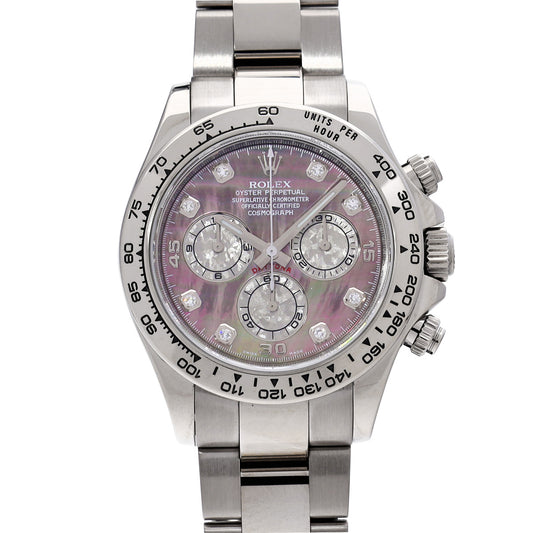 Cosmograph Daytona 116509NG V (manufactured around 2008) Black MOP/white gold crystal/diamond ROLEX Men's [Pre-Owned].