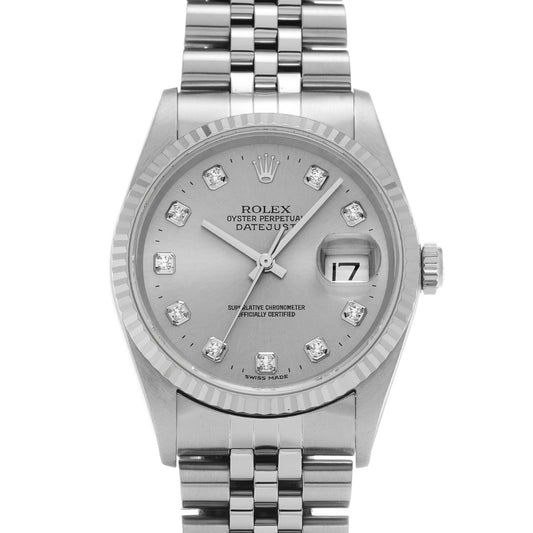 DATE JUST 16234G Y (made around 2002) Silver/Diamond ROLEX Men's [Pre-Owned].