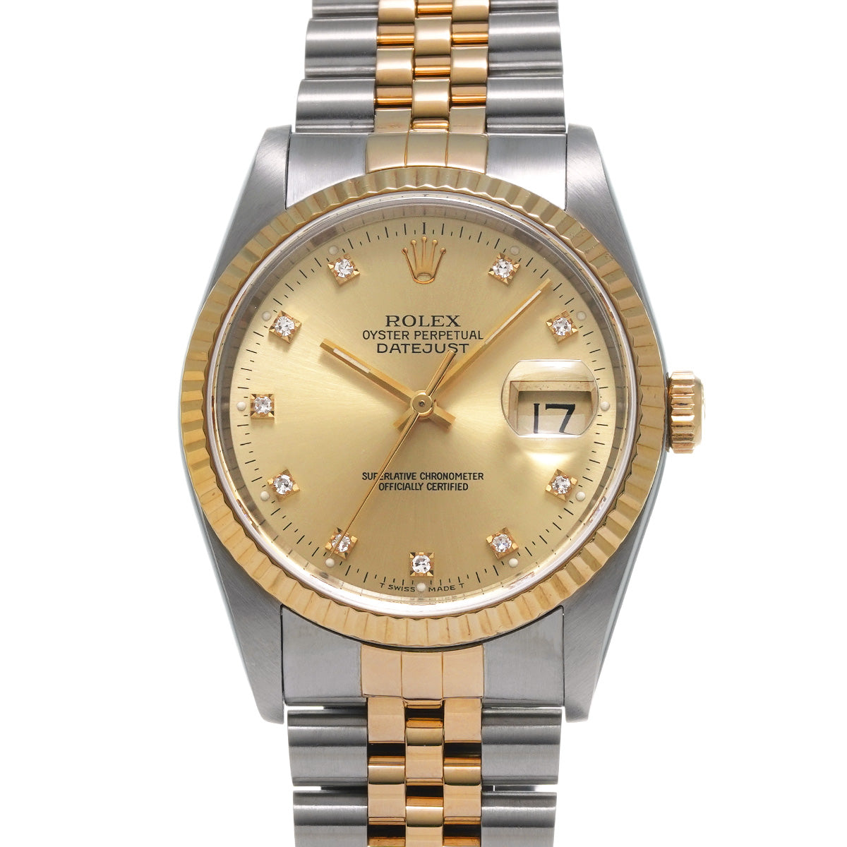 Datejust 16233G L (manufactured circa 1990) Champagne/Diamond ROLEX Men's [Pre-Owned].