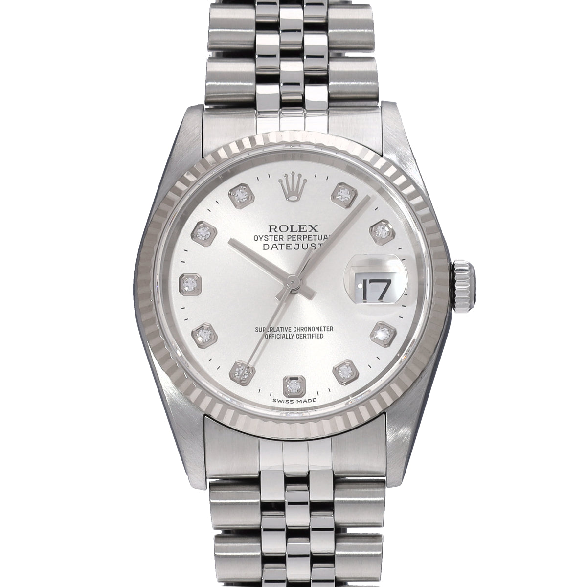 DATE JUST 16234G Y (manufactured circa 2003) Silver/Diamond ROLEX Men's [Pre-Owned].
