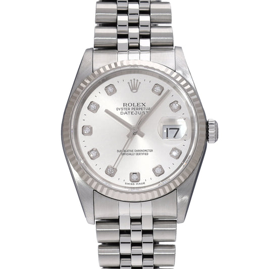 DATE JUST 16234G Y (manufactured circa 2003) Silver/Diamond ROLEX Men's [Pre-Owned].