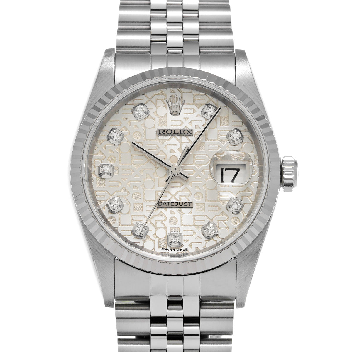 Datejust 16234G A (manufactured circa 1998) Silver Computer/Diamond ROLEX Men's [Pre-Owned].