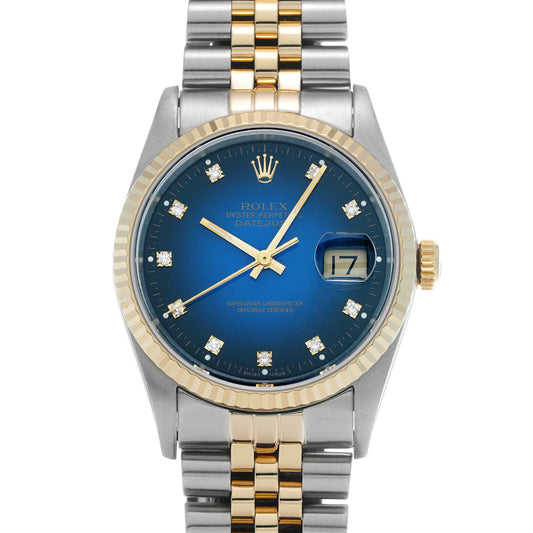 DATE JUST 16233G X (manufactured circa 1991) Blue Gradation/Diamond ROLEX Men's [Pre-Owned].