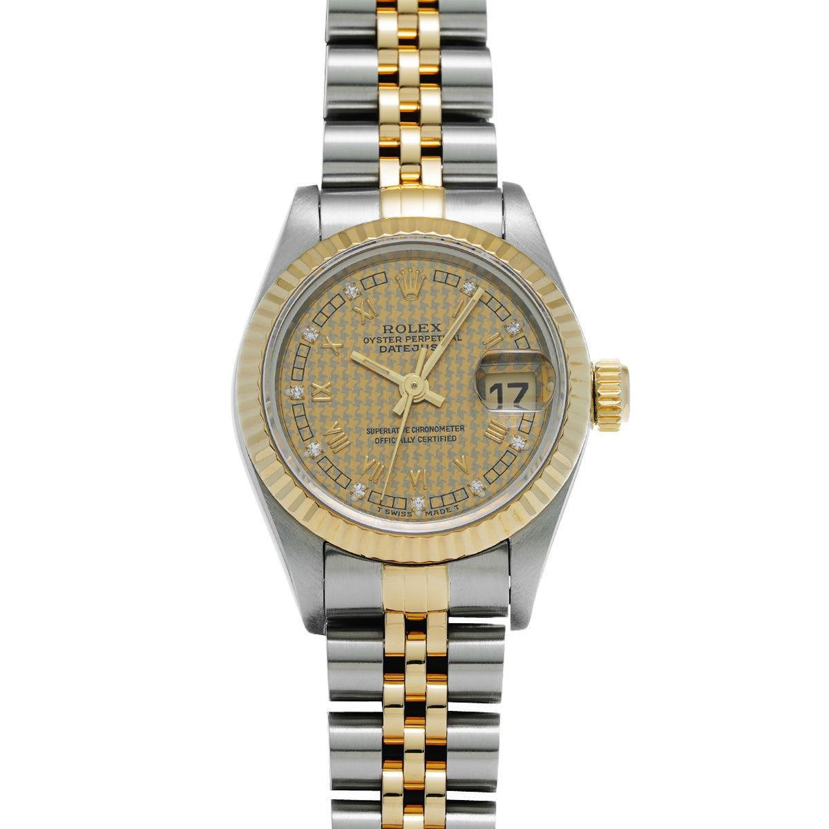 DATE JUST 10P DIAMONDS 69173G W No. (manufactured circa 1995) Hand Tooth/Diamond ROLEX Ladies