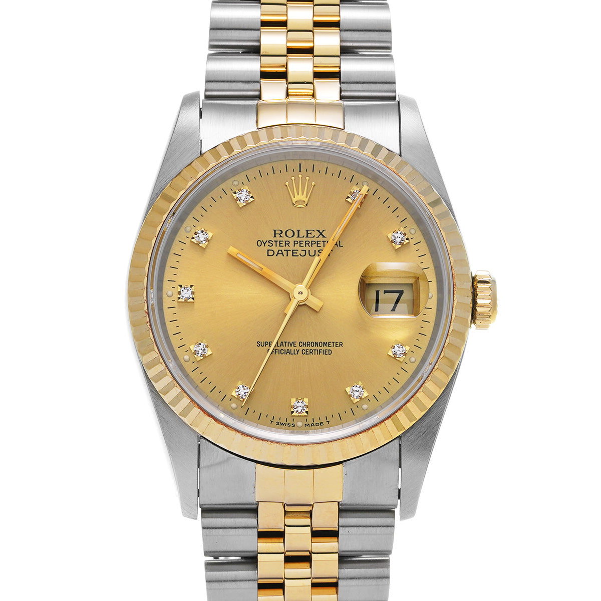 DATE JUST 16233G X (manufactured circa 1992) Champagne/Diamond ROLEX Men's [Pre-Owned].