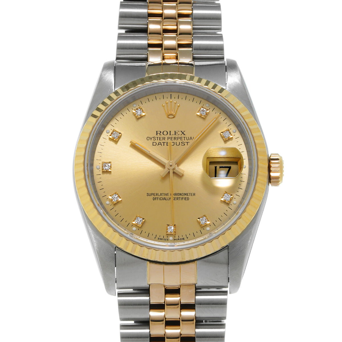 Datejust 16233G E (manufactured circa 1991) Champagne/Diamond ROLEX Men's [Pre-Owned].