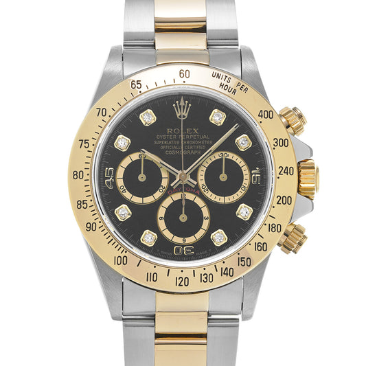 Cosmograph Daytona 16523G L (manufactured around 1990) Black/Diamond ROLEX Men's [Pre-Owned].