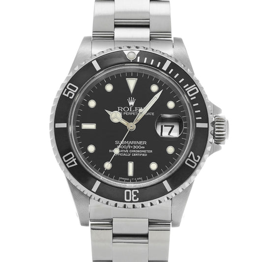 Submariner Date 16610 W (manufactured circa 1996) Black ROLEX Men's [Pre-Owned].