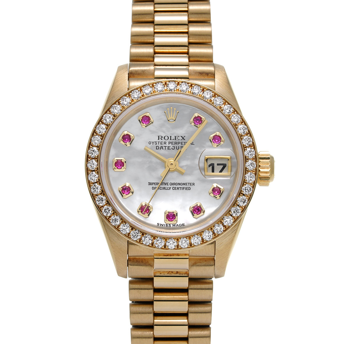 DATE JUST 79138G P (made around 2000) White MOP/Pink Sapphire ROLEX Ladies [Pre-Owned].