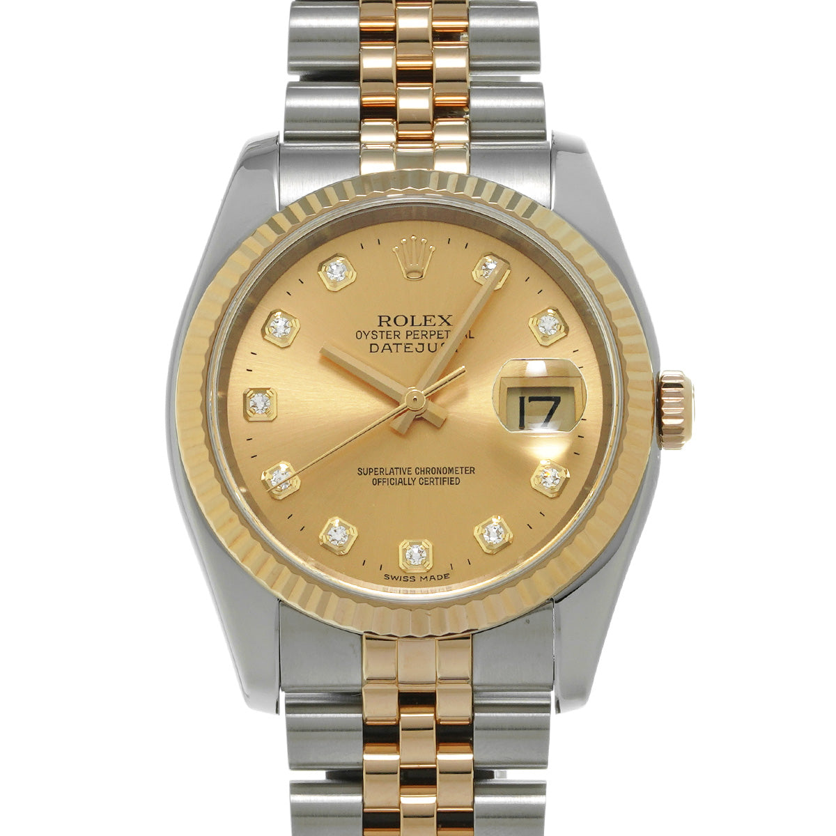 DATE JUST 116233G F (manufactured circa 2004) Champagne/Diamond ROLEX Men's [Pre-Owned].