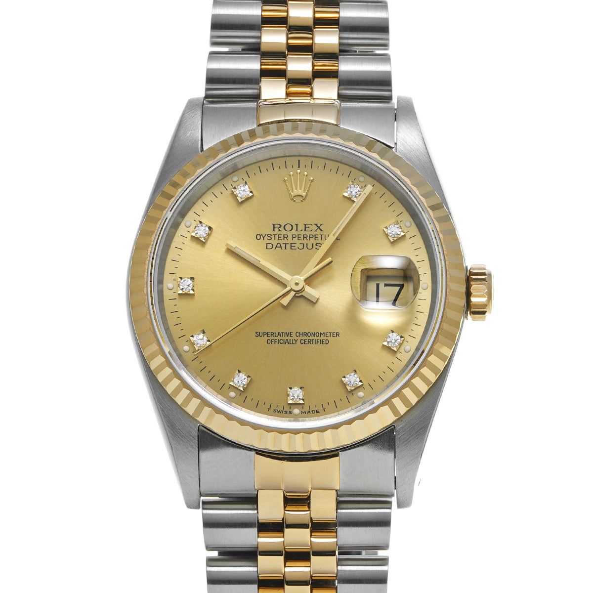 DATE JUST 16233G X (manufactured circa 1993) Champagne/Diamond ROLEX Men's [Pre-Owned].