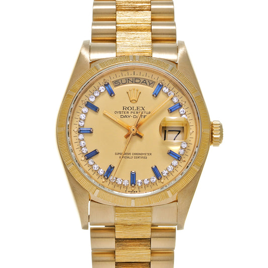 Day-Date 18078, 91s (manufactured circa 1985), Champagne/Diamond/Sapphire ROLEX Men's [Pre-Owned].