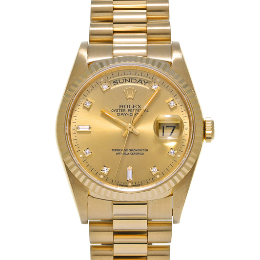 Day Date 18238A S (manufactured circa 1993) Champagne/Diamond ROLEX Men's [Pre-Owned].