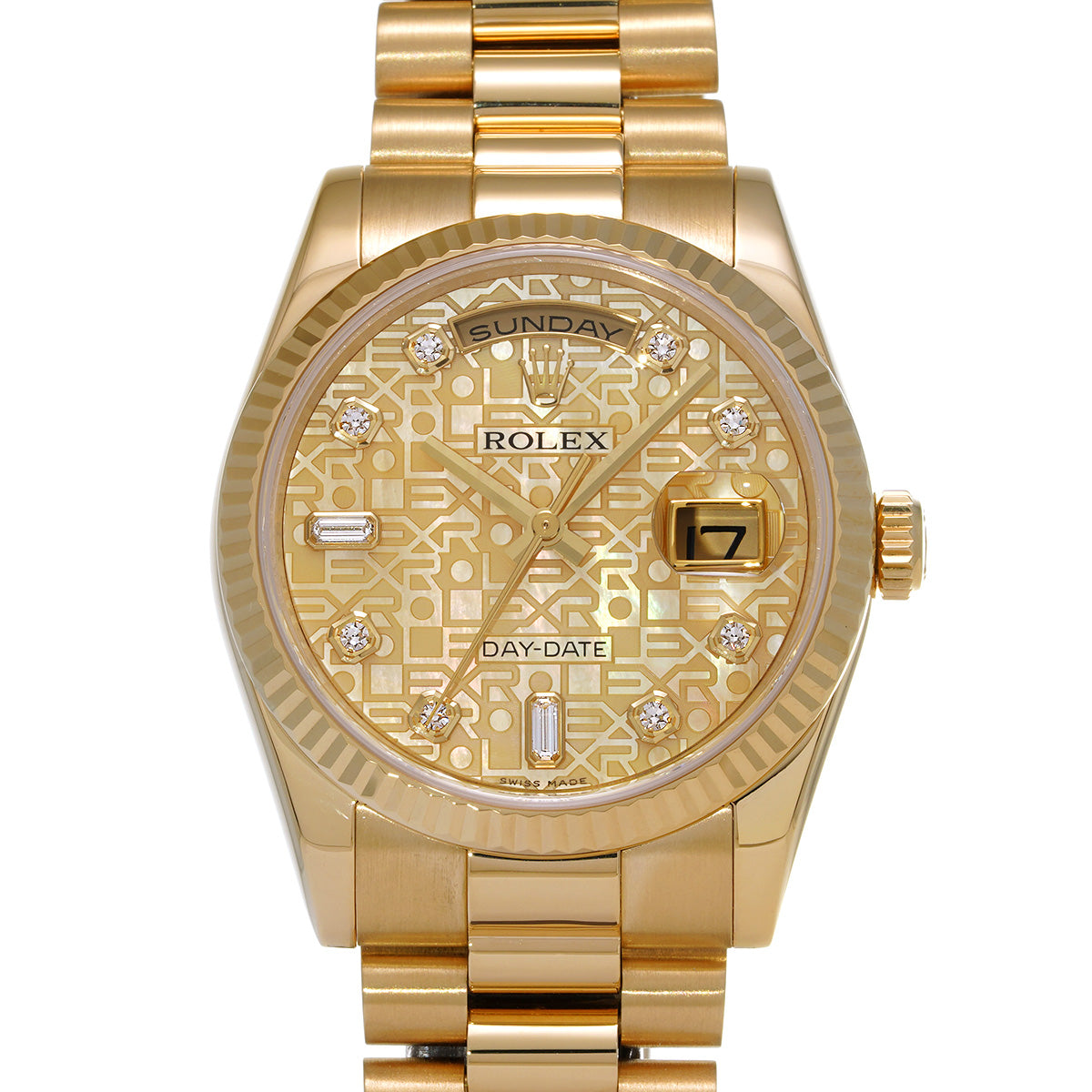 Day Date 36 118238A M No. (manufactured circa 2007) Yellow Shell Computer/Diamond ROLEX Men's [Pre-Owned].