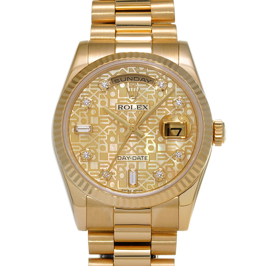 Day Date 36 118238A M No. (manufactured circa 2007) Yellow Shell Computer/Diamond ROLEX Men's [Pre-Owned].