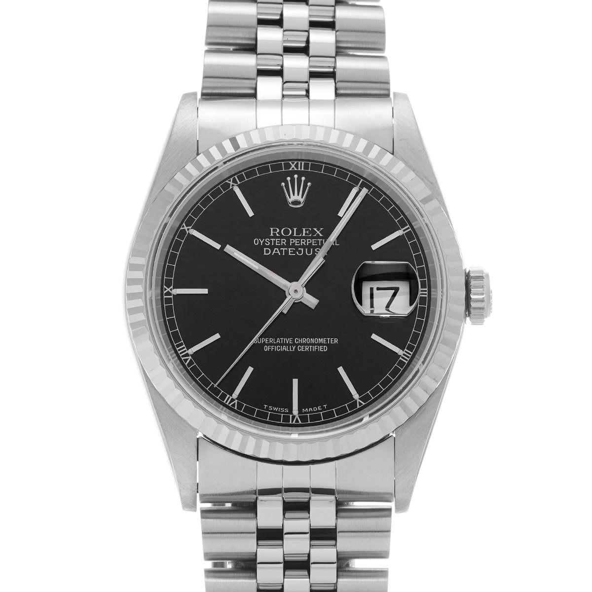 DATE JUST 16234 T (manufactured circa 1997) Black ROLEX Men's [Pre-Owned].