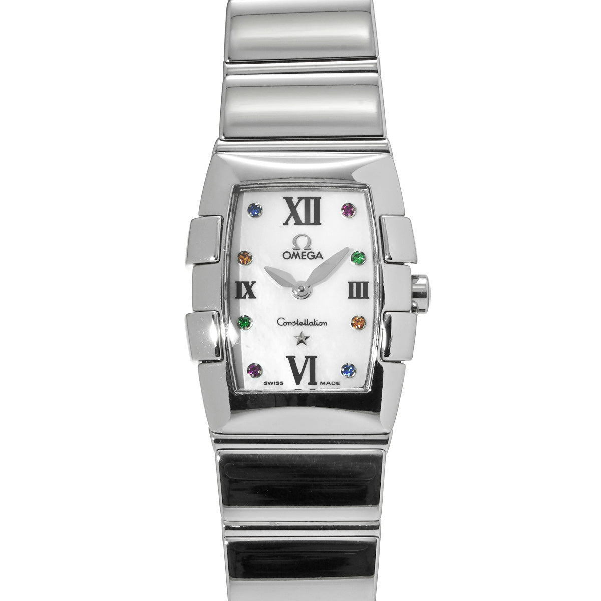 Constellation Mini Quadrera 1584.79.00 White MOP/Multicolor stones OMEGA Ladies [Pre-Owned].