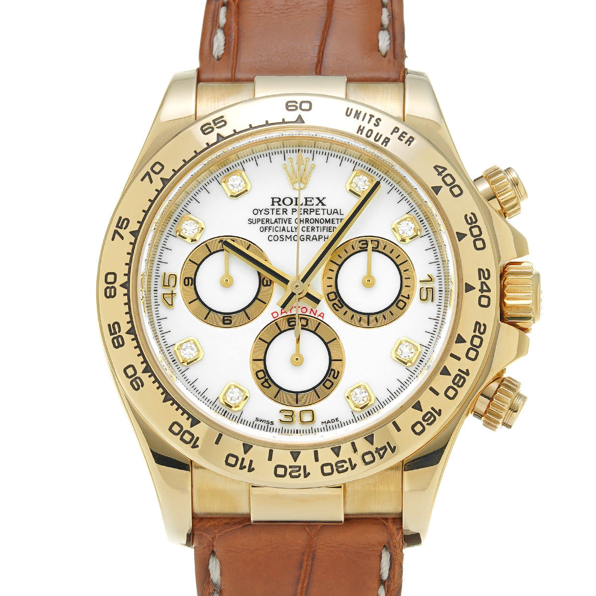 Cosmograph Daytona 116518G D (manufactured circa 2005) White/Diamond ROLEX Men's [Pre-Owned].